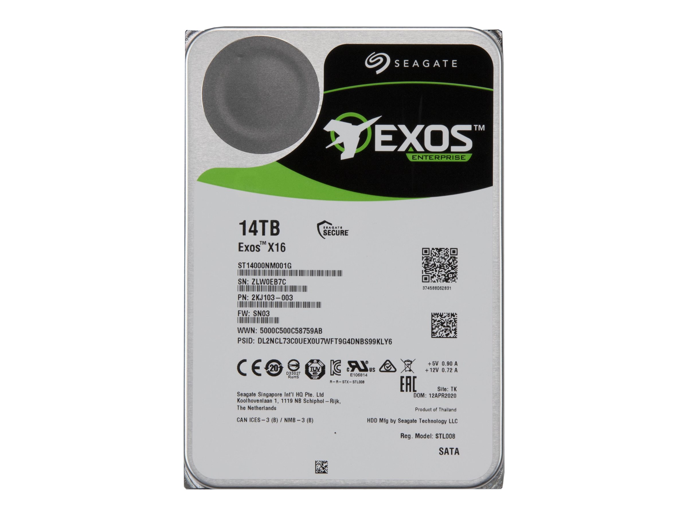 SEAGATE EXOS X16 3.5 14TB 14K HDD Hard Drive Hard Drive ST14000NM001G - Click Image to Close