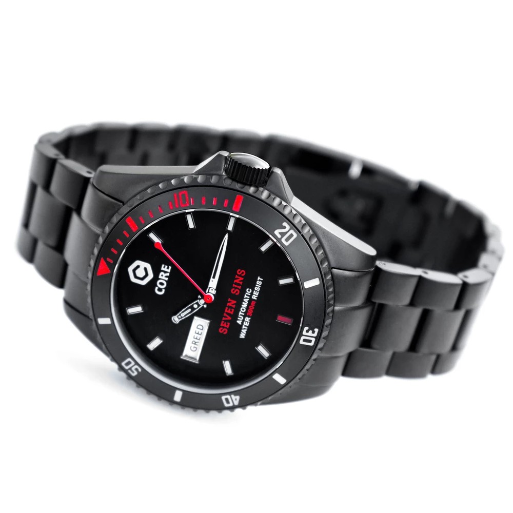 Core Seven Sins Black Red 42mm Automatic Diver Watch WR300