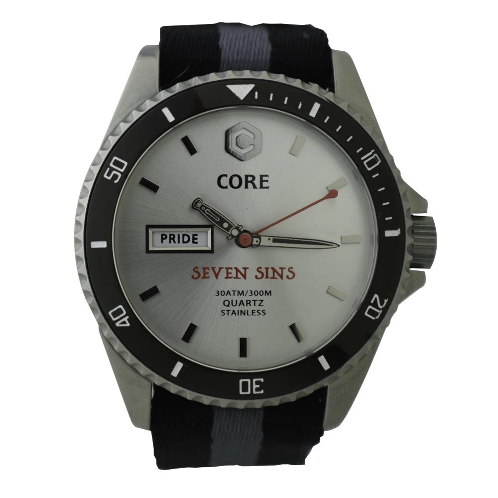 Core Seven Sins Quartz Silver 42mm Diver Watch WR300
