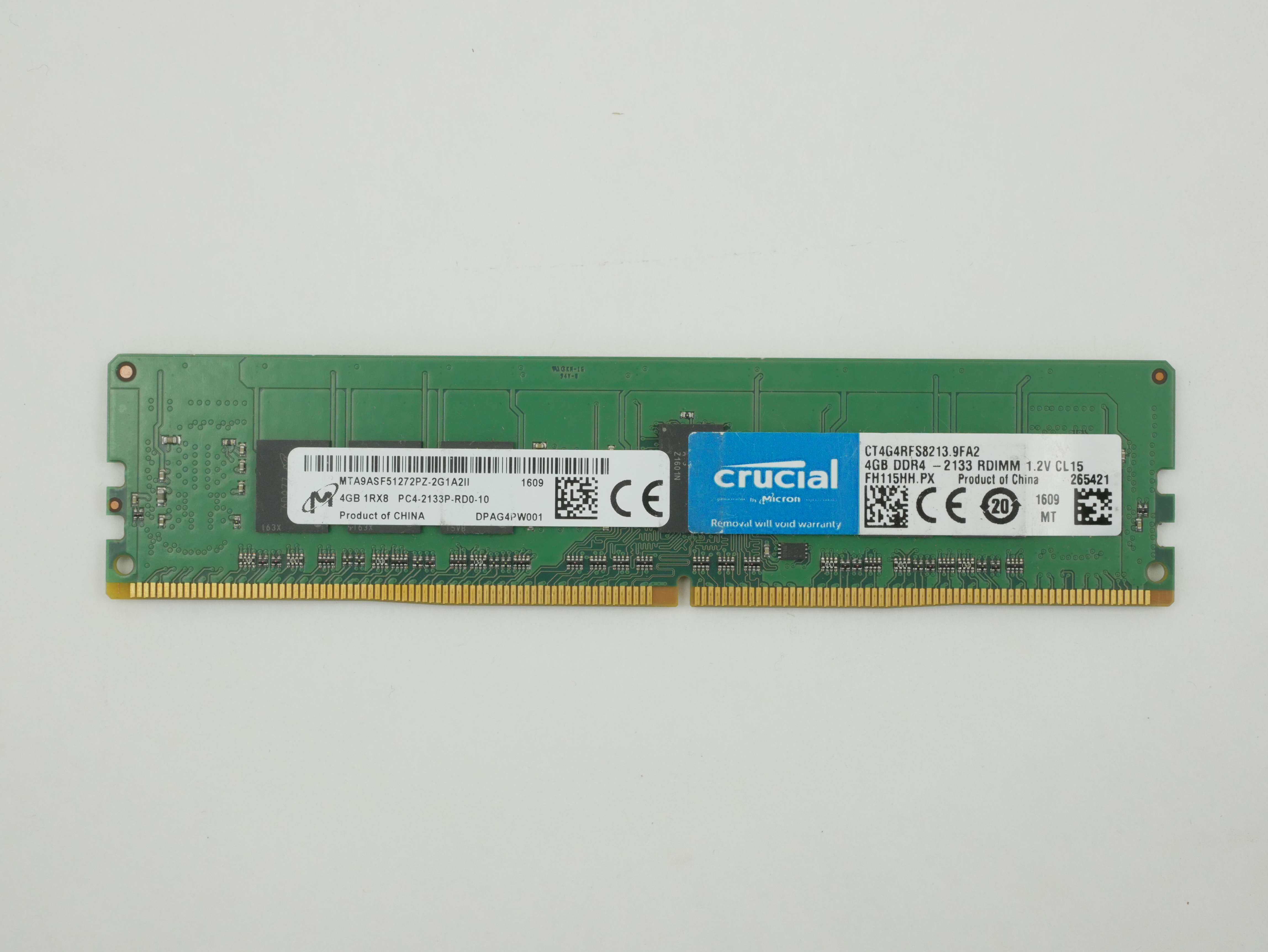 Crucial 4GB 1RX8 DDR4 2133MHz RDIMM MTA9ASF51272PZ-2G1A2II CT4G4RFS8213.9FA2