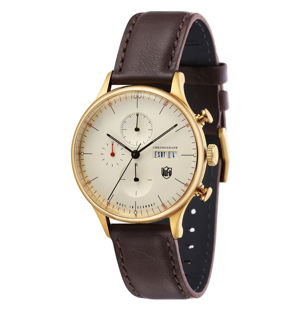 DuFa Van der Rohe Chronograph Golden Men's Watch 38mm DF-9021-03