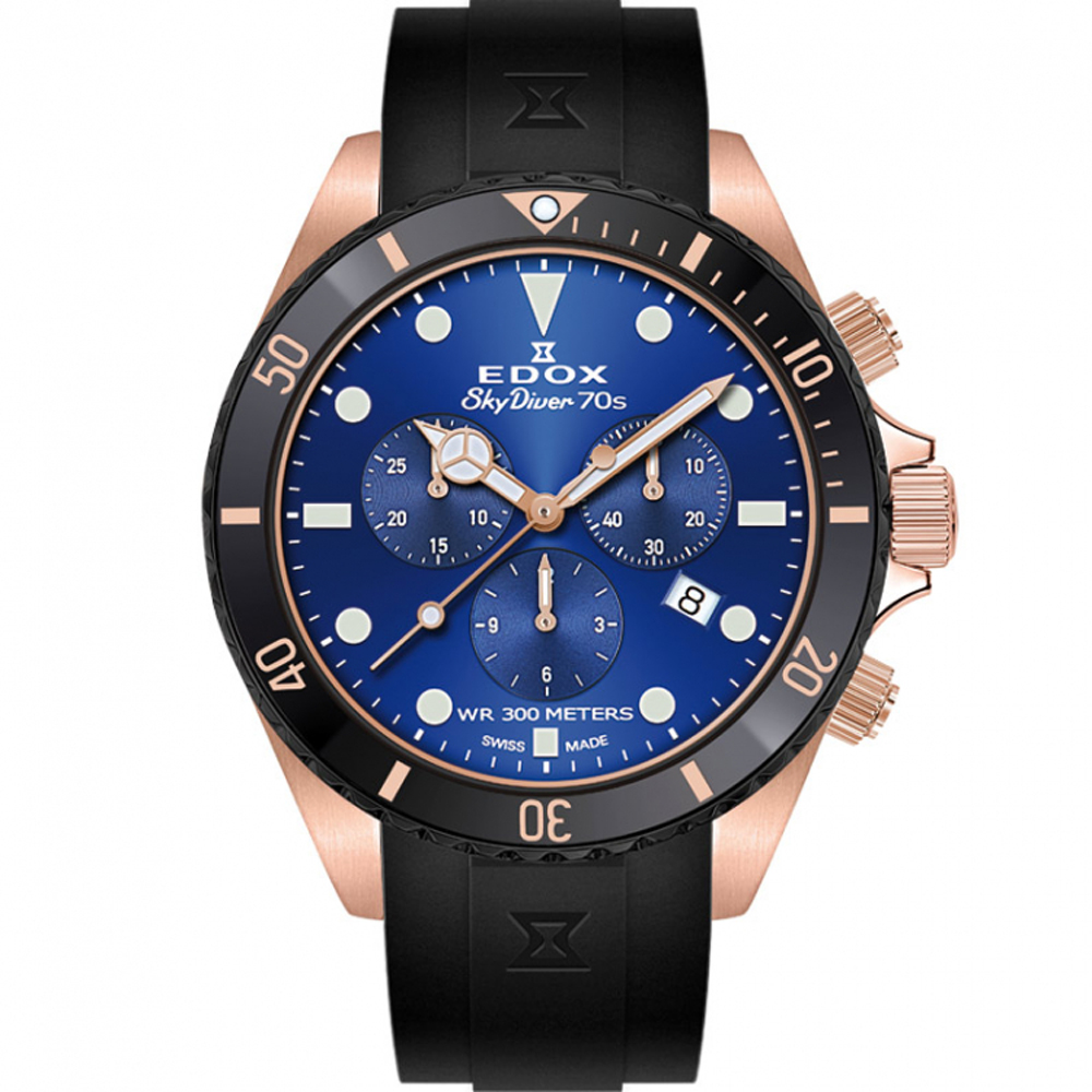 Edox SkyDiver Chronograph Men's Watch 44mm 10238-37RNNCA-BUI