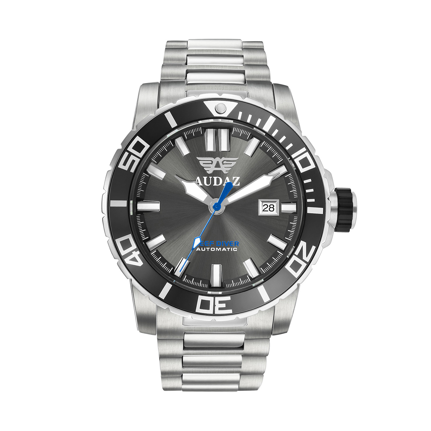 Audaz Reef Diver Gray Sunray Men's Diver Automatic Watch 45mm ADZ-2040-03 - Click Image to Close