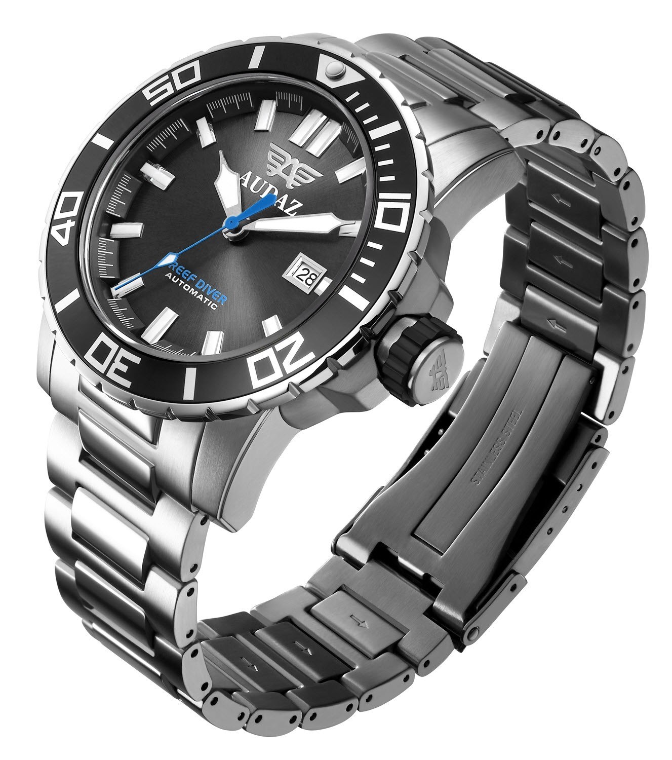 Audaz Reef Diver Gray Sunray Men's Diver Automatic Watch 45mm ADZ-2040-03 - Click Image to Close