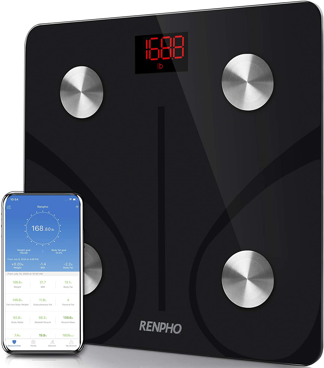 Renpho Body Fat Scale Smart BMI Scale Digital Bathroom Wireless Weight Scale ES-CS20M - Click Image to Close