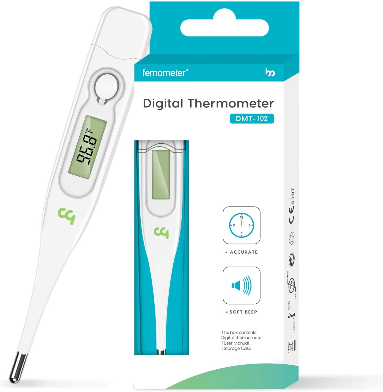 Femometer Medical Thermometer Oral Underarm Rectal Temperature DMT-102