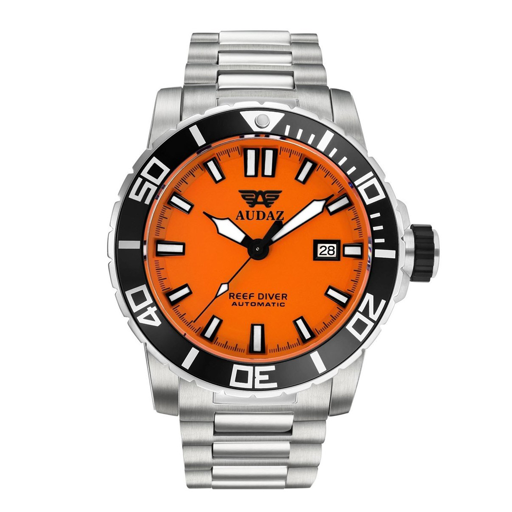 Audaz Reef Diver Orange Matt Men's Diver Automatic Watch 45mm ADZ-2040-09 - Click Image to Close