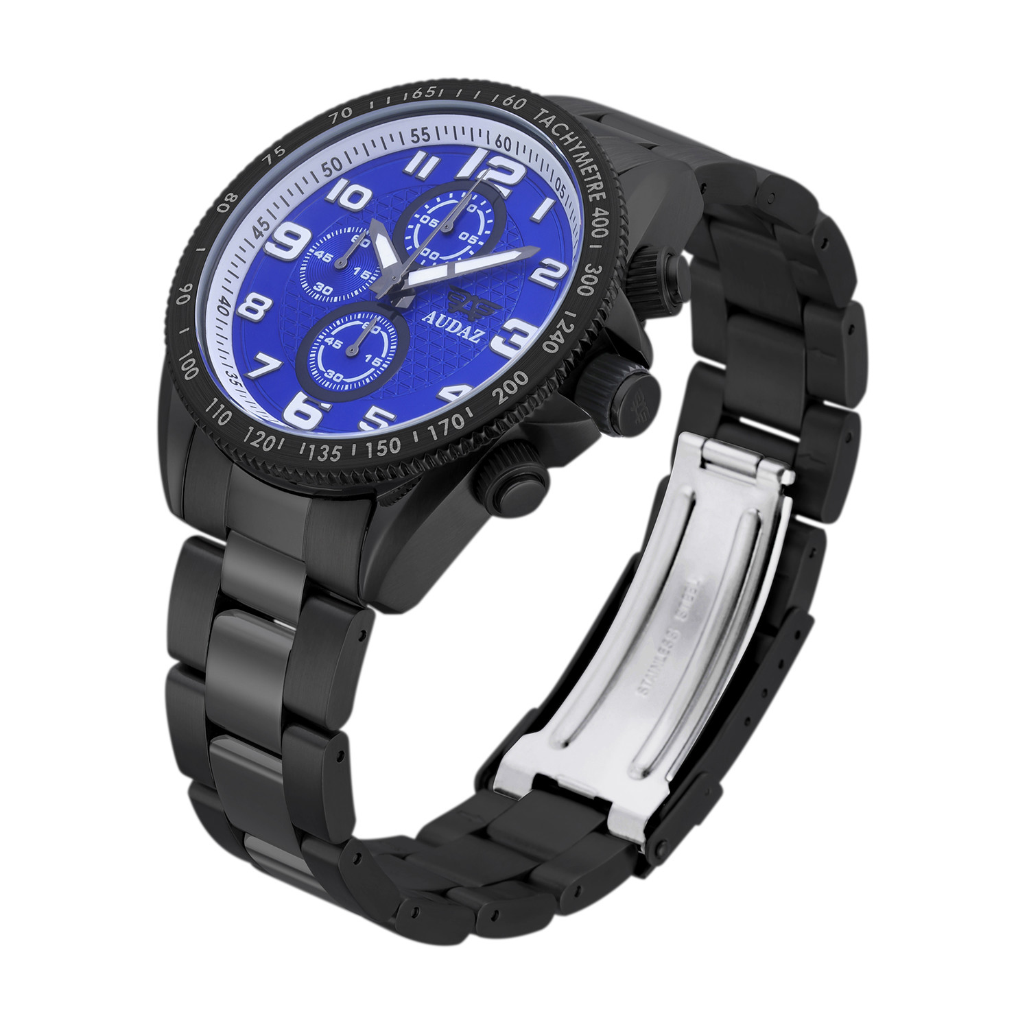 Audaz Sprinter Men's Diver Watch 45mm Textured Blue Dial Quartz Chronograph ADZ-2025-05 - Click Image to Close