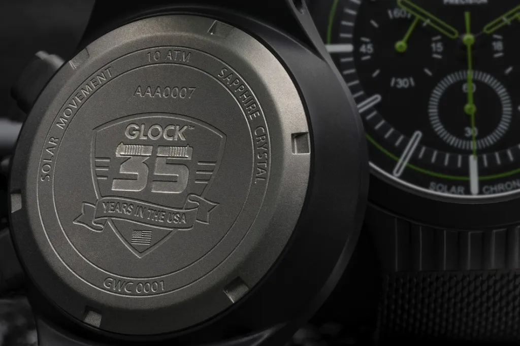 Glock Limited Edition Precision 35th Anniversary Titanium Solar Chronograph Watch - Click Image to Close