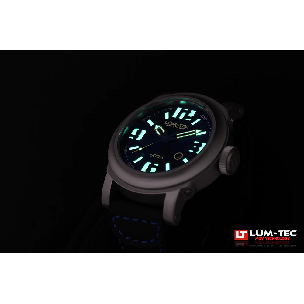 Lum-Tec 600M-2 Men Watch 48mm Automatic Navy Blue Dial Black Leather 600m WR - Click Image to Close