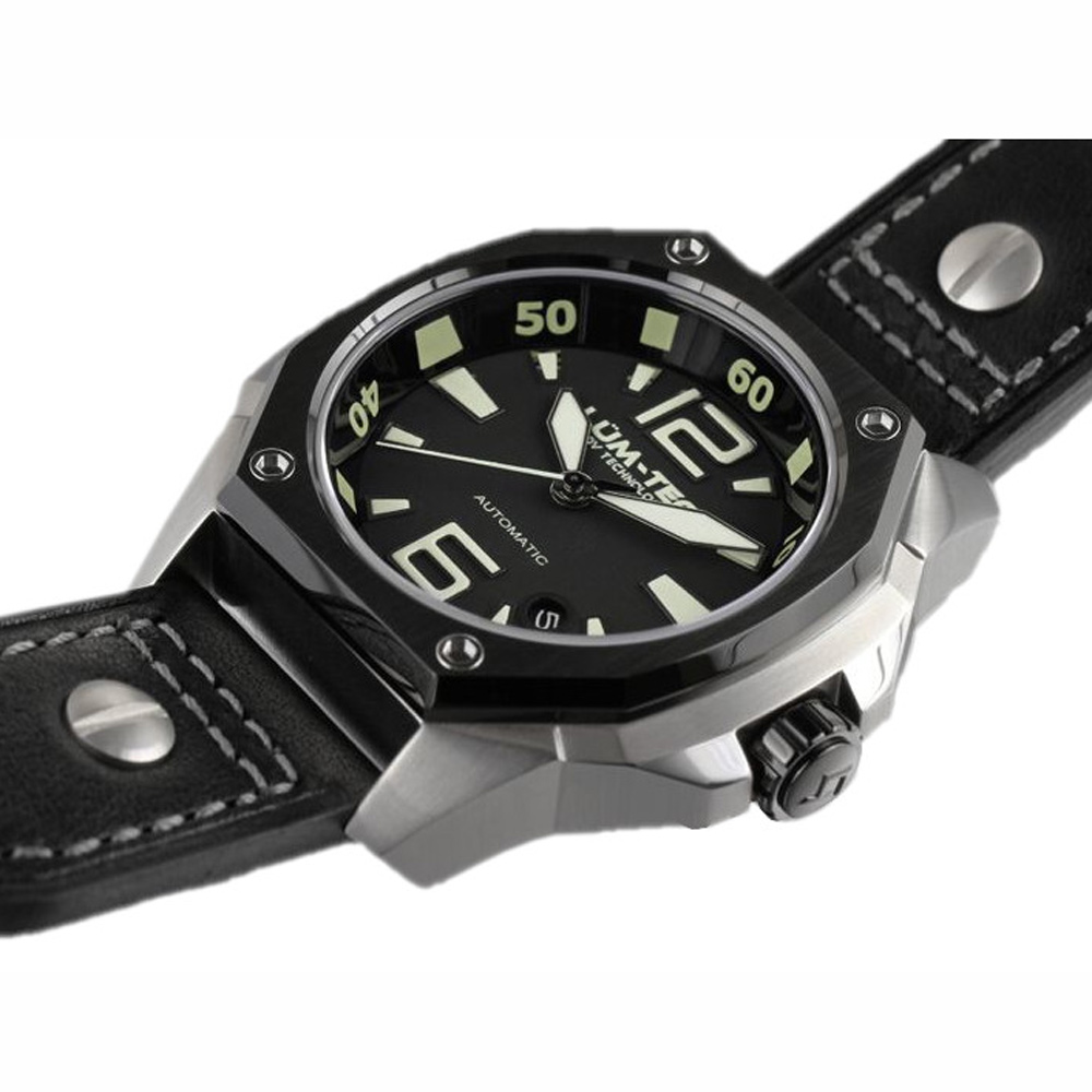 Lum-Tec V7 Men Watch 44mm Automatic Black Leather Two Straps 100m WR - Click Image to Close