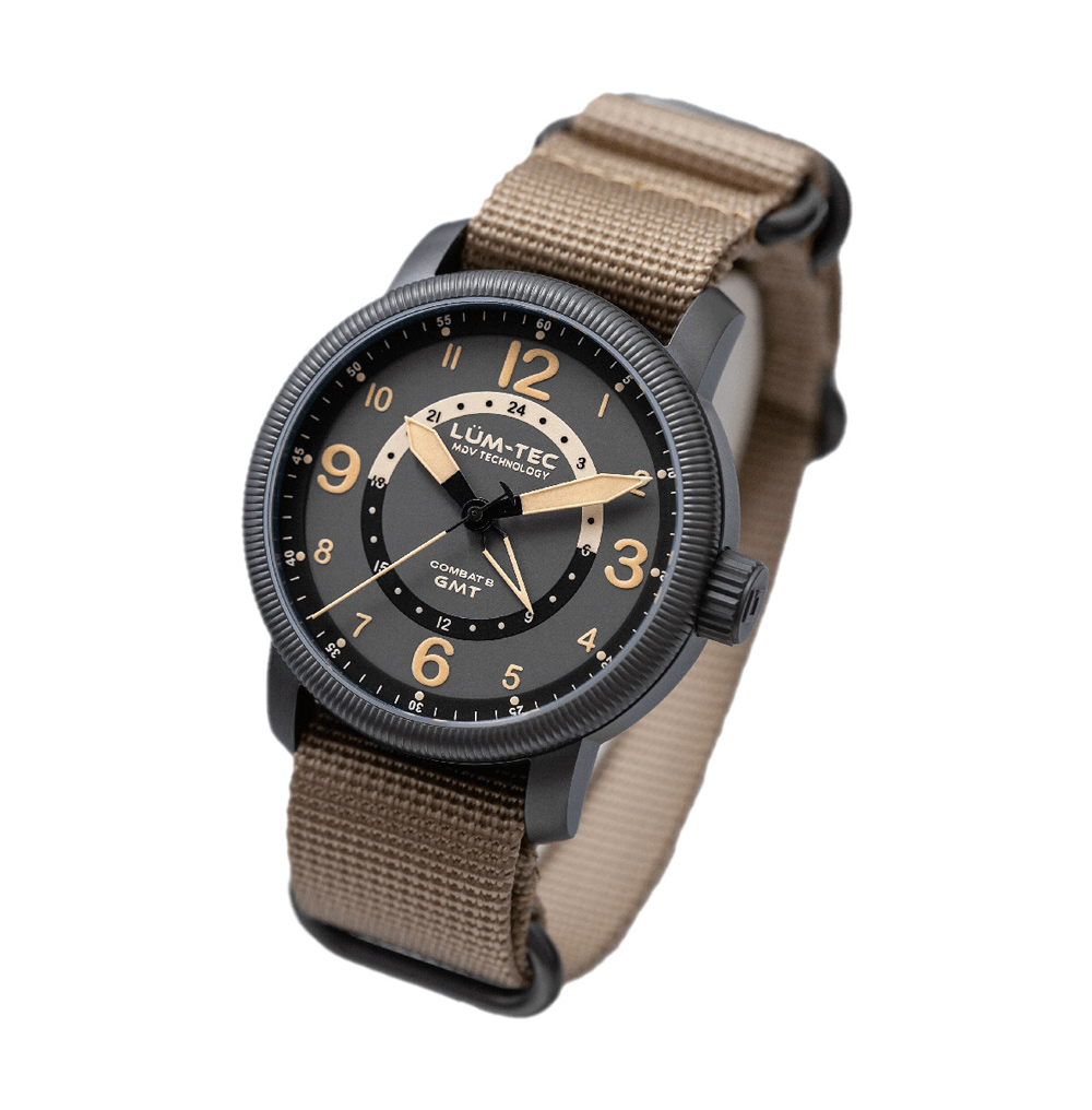 Lum-Tec Combat B45 GMT Men Watch 43mm Swiss Quartz Military Two Straps 200m WR - Click Image to Close