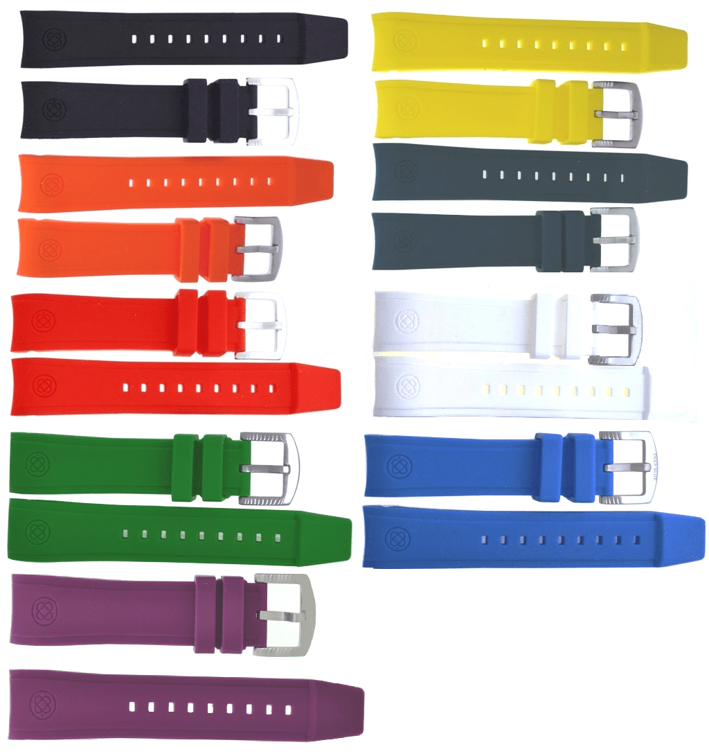 Deep Blue Silicone Curved Band Strap 22mm Master Diver Juggernaut Red Green White Orange Yellow - Click Image to Close