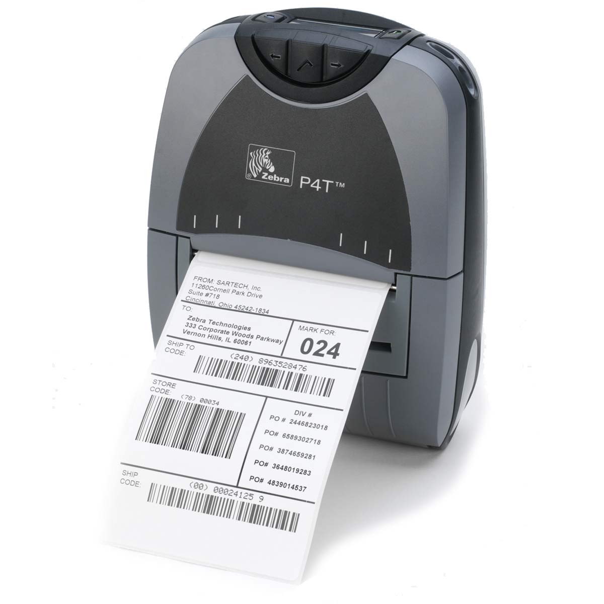 Zebra P4T Mobile Portable Barcode Direct Transfer Printer - Click Image to Close