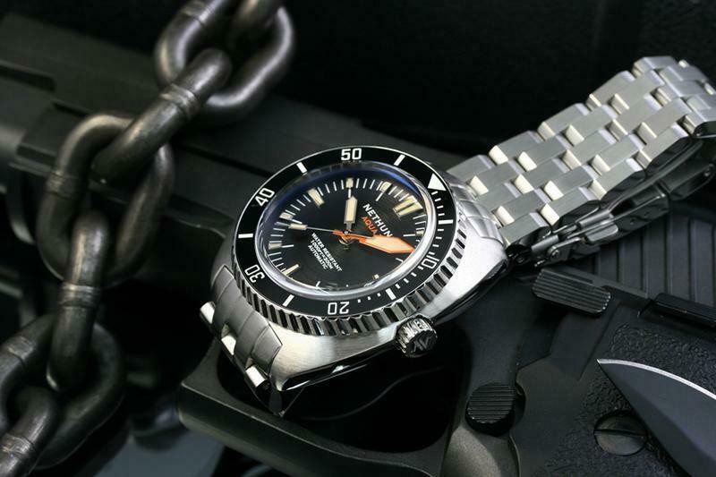 Nethuns Aqua II Steel Automatic Men's Diver Watch 44mm Black Dial A2S321 - Click Image to Close