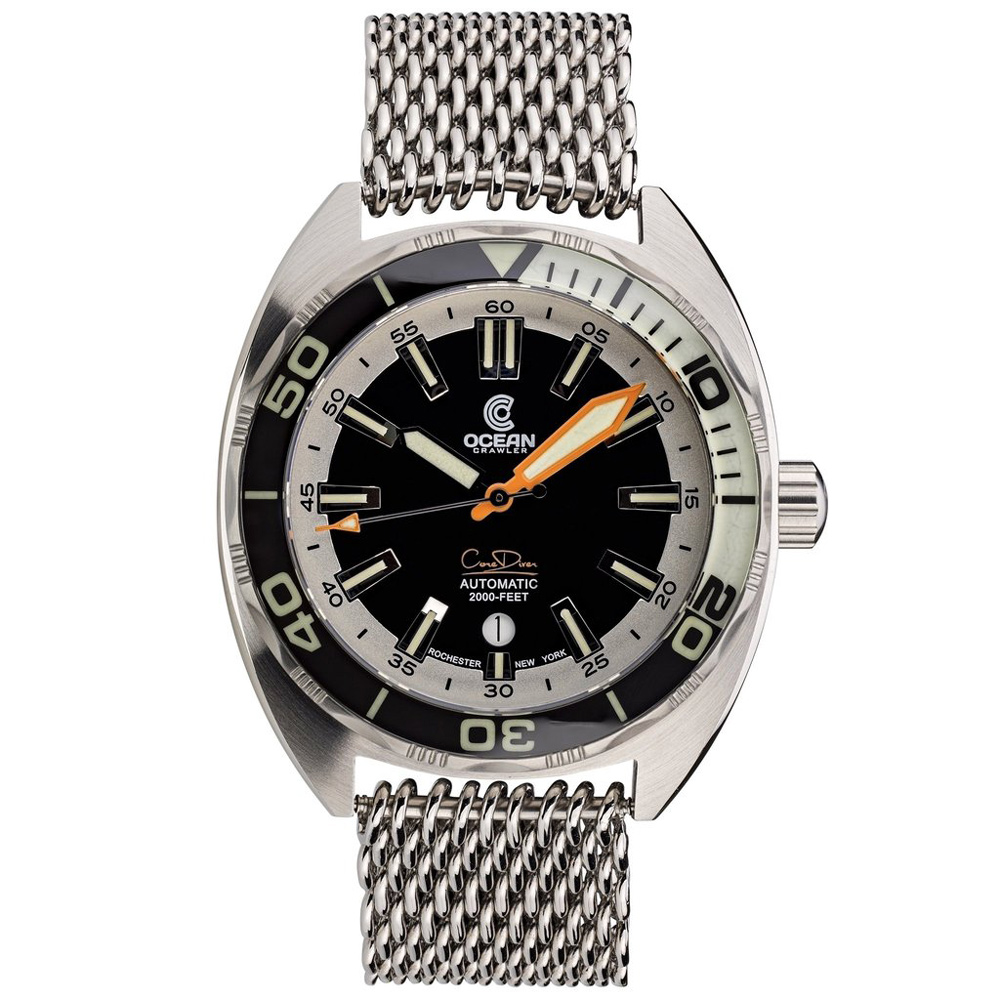 Ocean Crawler Core v3 Diver Men's Watch 44mm Black/White Bezel