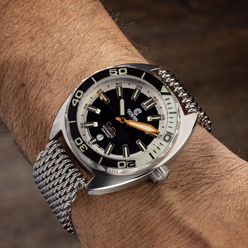 Ocean Crawler Core v3 Diver Men's Watch 44mm Black/White Bezel
