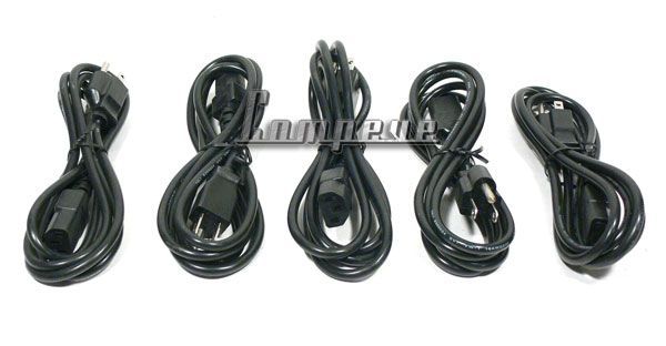 5 pack Power Cords 6ft. Black 100-120V for PC, Printer, Server