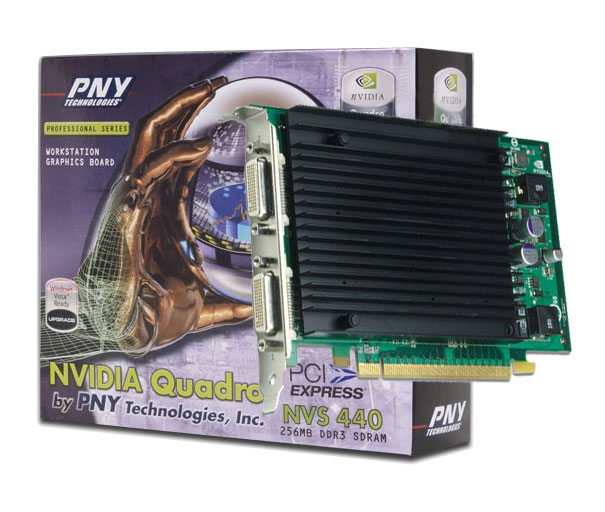 PNY nVidia Quadro NVS 440 VCQ440NVS-PCIEX16-PB Quad Video Card