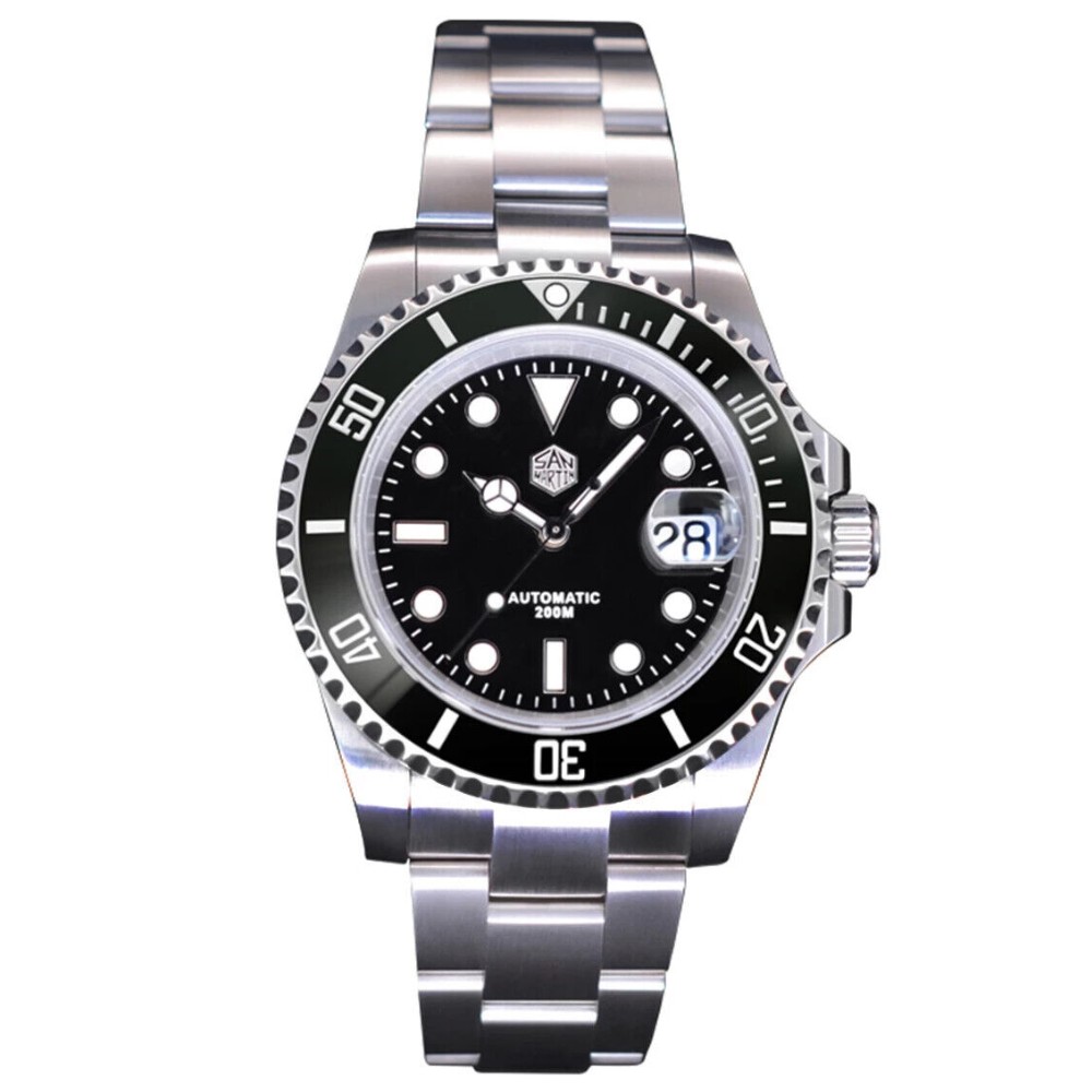 San Martin SN019-G 41mm Water Ghost Automatic Diver Watch Black Ceramic Bezel - Click Image to Close