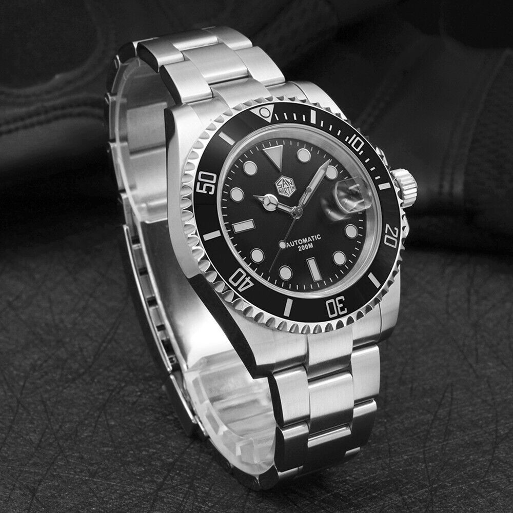 San Martin SN019-G 41mm Water Ghost Automatic Diver Watch Black Ceramic Bezel - Click Image to Close