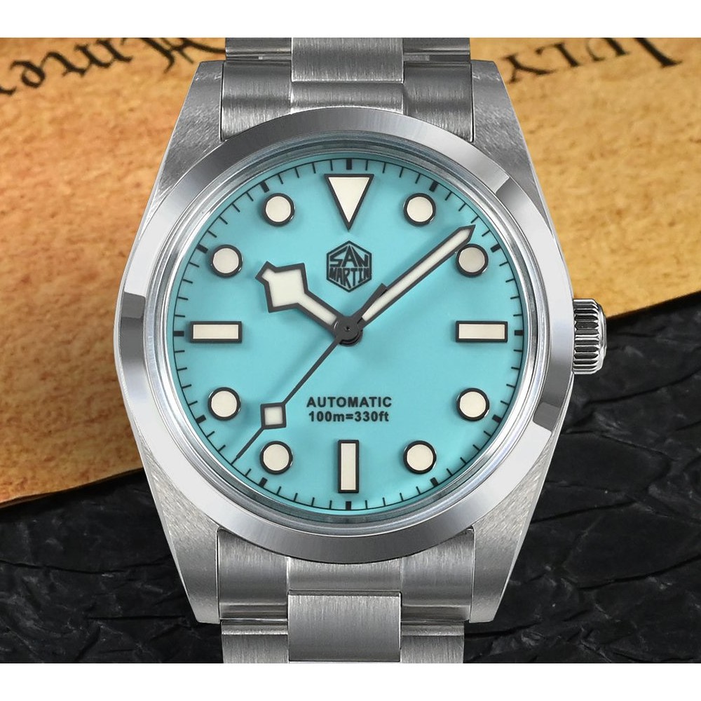 San Martin Diving SN021-G-B3 36mm Automatic Tiffany Blue Dial Diver Watch - Click Image to Close