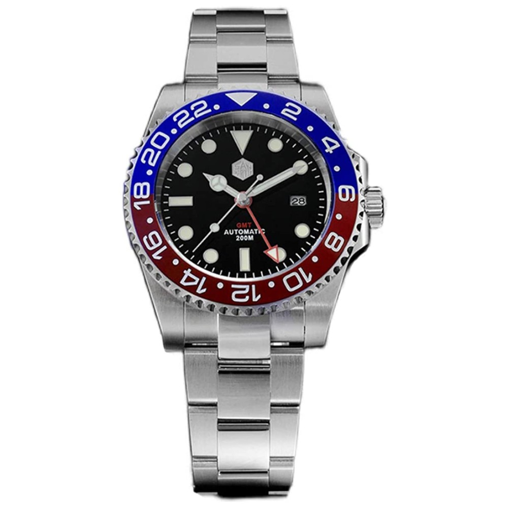 San Martin SN016-G 40.5mm Red Blue Pepsi GMT Automatic Diver Watch - Click Image to Close