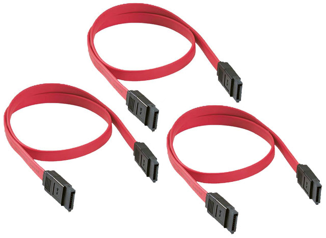 Pack 3 20 inch Serial ATA (SATA) Hard Drive Cable Red