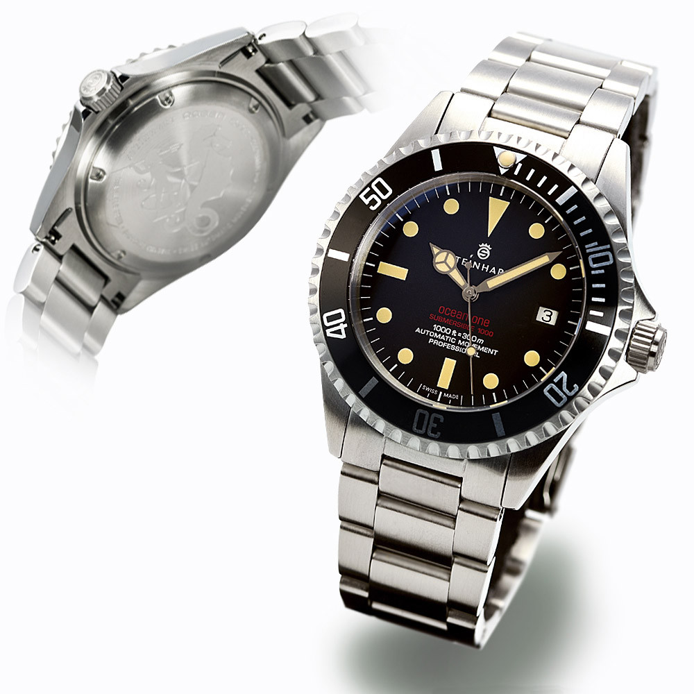 Steinhart Ocean One Vintage Red Swiss Automatic Men's Diver Watch 103-0657 - Click Image to Close