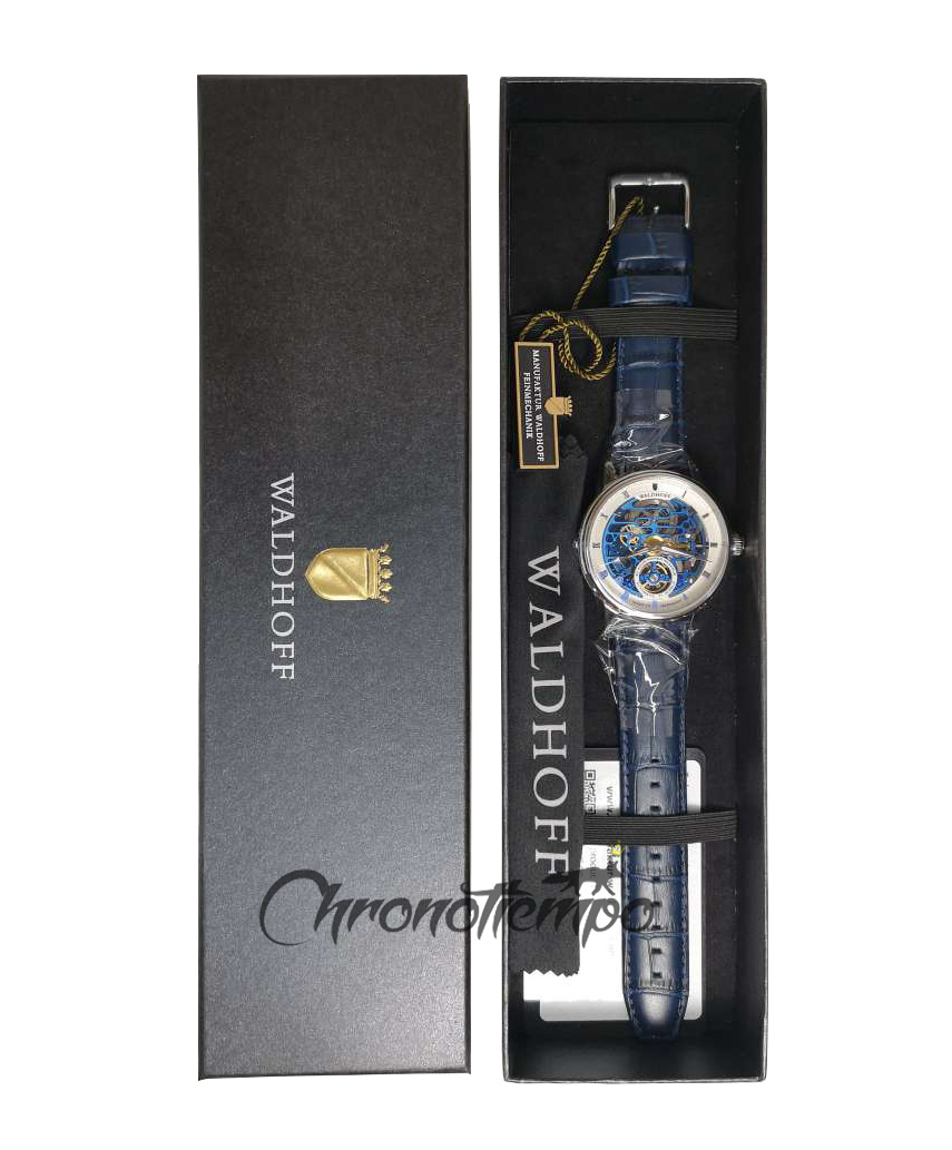 WALDHOFF Capital Royal Automatic Blue Dial 44mm Men's Watch WLD06E - Click Image to Close