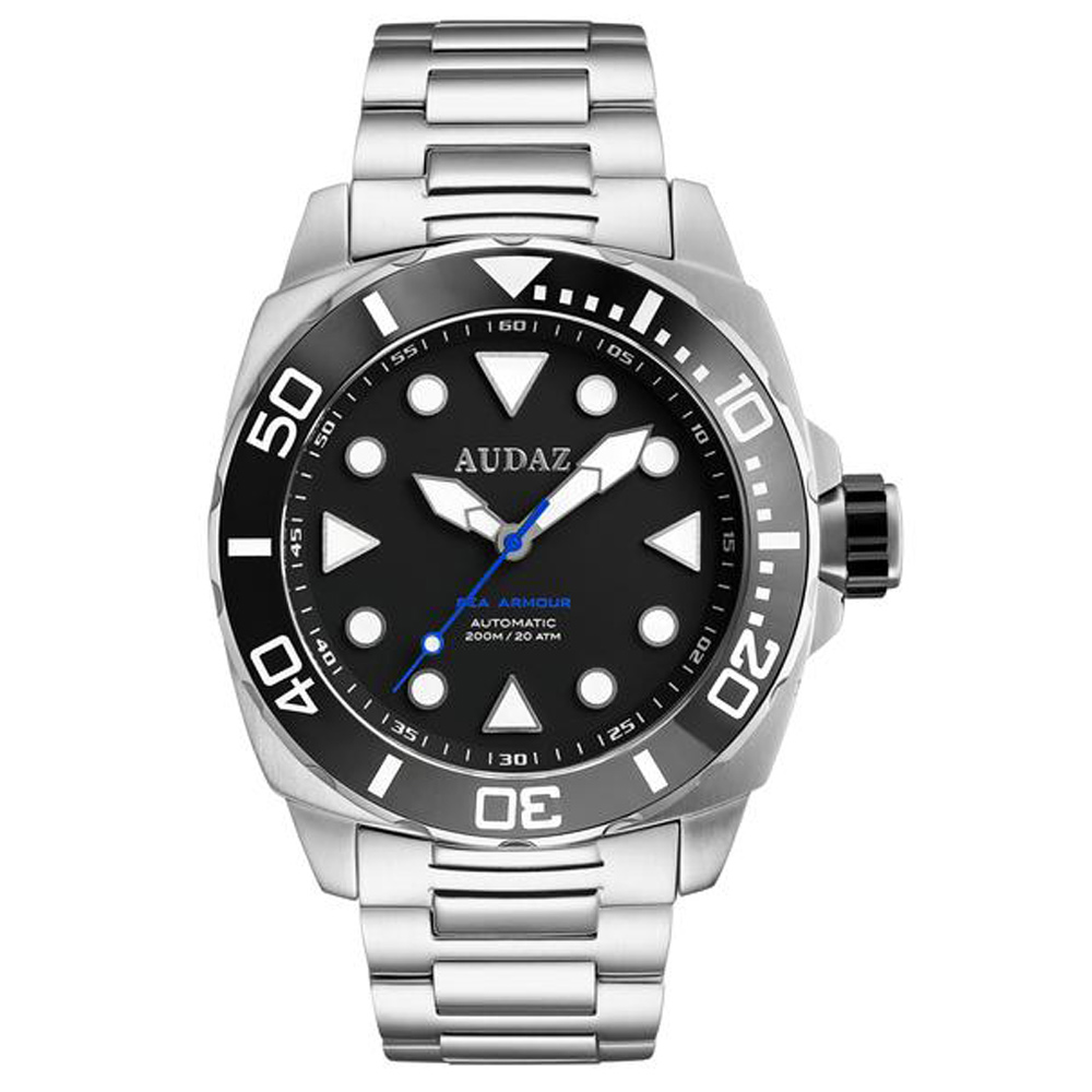 Audaz Sea Armour Black Automatic Men's Diver Watch 45mm ADZ-2075-01 - Click Image to Close